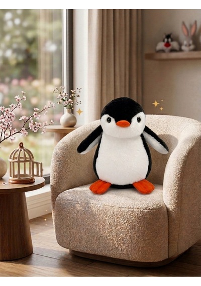 30 Cm Penguen Peluş Oyuncak Yastık Sevimli Penguen Peluş Oyuncak Beyaz - Siyah