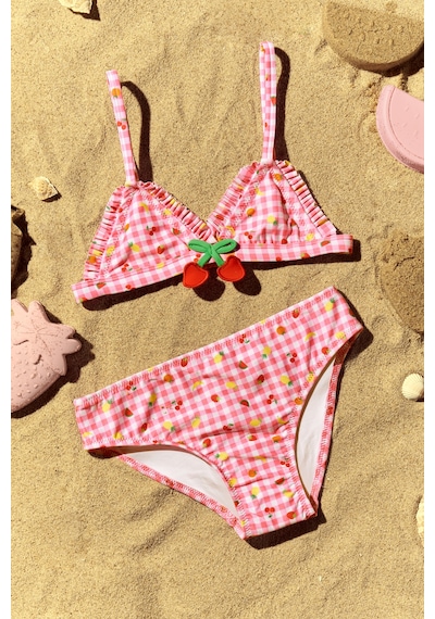 Penti Pembe Kız Çocuk Picnic Üçgen Bikini Takımı