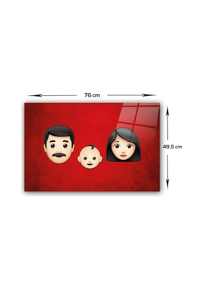 Decorita Emoji Ailesi Anne Baba Çocuk Cam Ocak Arkası 49.5x76 CM