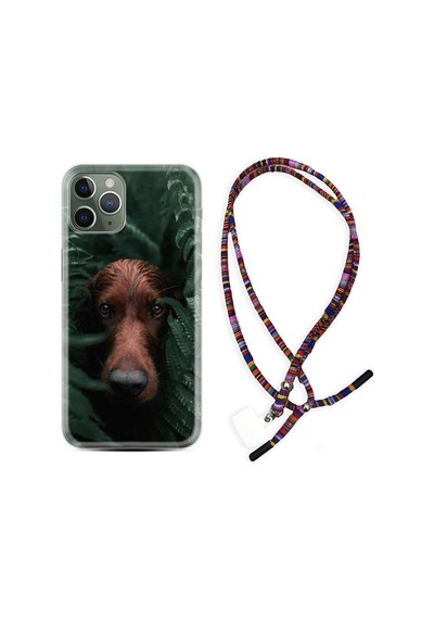 Apple Uyumlu iPhone 11 Pro Max Kılıf Rasta Boyun Askılı Flowers Dog 1346