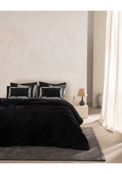 Madame Coco Linda Tek Kişilik %100 Pamuk Nakışlı Yıkamalı Gofre Çarşaflı Nevresim Takımı - Siyah 8684427292822 Çok Renkli