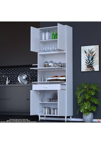 Modilayn Ece Kapaklı Çekmeceli Çok Amaçlı Kiler Dolabı - Mutfak Ve Kahve Köşesi 80 Cm Beyaz Modilayn Ece Kapaklı Çekmeceli Çok Amaçlı Kiler Dolabı - Mutfak Ve Kahve Köşesi 80 Cm Beyaz