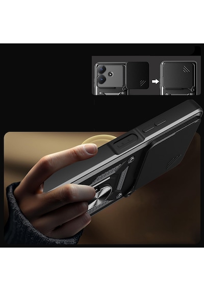 Nourthkiingdom Realme Note 60 Kılıf Magnetik Standlı Kamera Korumalı Nrtk Sürgülü Vega Kapak - Mavi Mavi