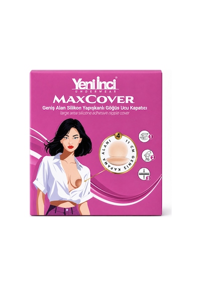 Yeni İnci Maxcover Geniş Alan Silikon Yapışkanlı Göğüs Ucu Kapatıcı Ten