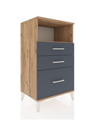 Hyperion Komodin Tek Raflı 3 Çekmeceli 60x44x106 Çam-antrasit Çam