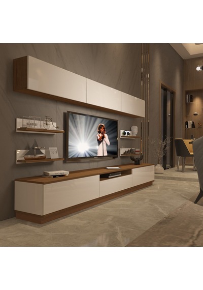 Decoraktiv Trendstyle 8ys Slm Tv Ünitesi Tv Sehpası - Ceviz Beyaz Ahşap - Beyaz