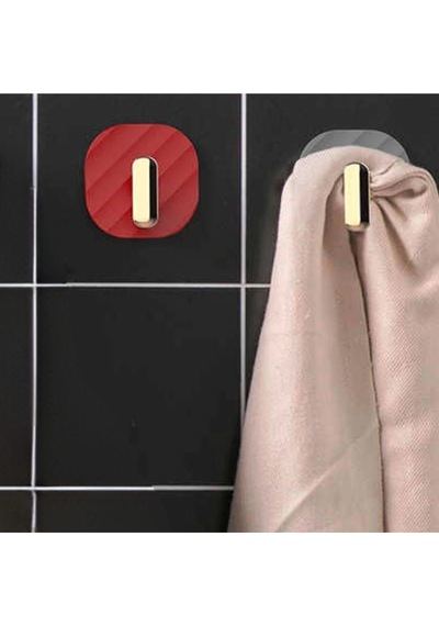 2li Yapışkanlı Retro Askılık Dolap Kapak Kulpu Kırmızı Renkli