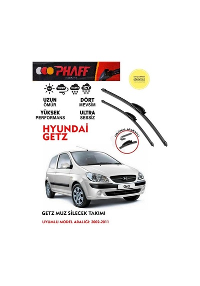Hyundai Getz Ön Arka Silecek Seti 2002 Model Araca Özel Aparat 3 Lü Set