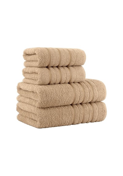 4 Lü Banyo Havlusu Seti Dora Bej - 70x140cm X2 / 50x90cm X2 Bej