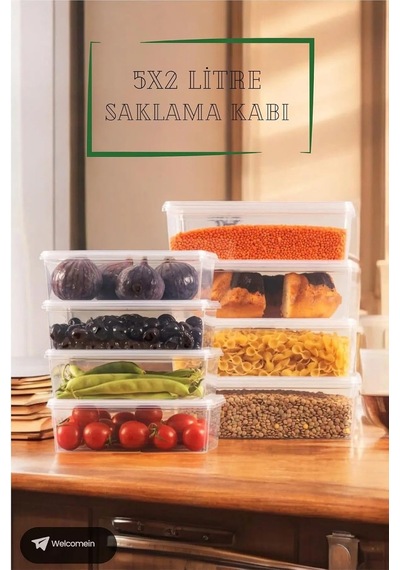 5 Adet 2lt. Kendinden Kapaklı Derin Dondurucuya Uygun Saklama Kabı Düzenleyici 2000 Ml Diğer