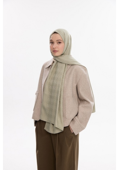Mirsoy Scarf İpeksi Jakar Şal V Desen Yeşil