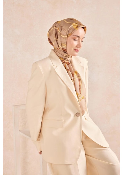 Silk Home Twill İpek Detailed Belt Eşarp Bej