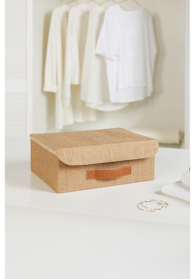 Ocean Home Textile Çekmece İçi Jüt Kapaklı Kutu 30 x 23 x 11 cm