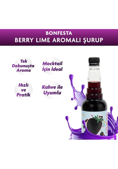 Bonfesta Berry Lime Aromalı Kahve ve Kokteyl Şurubu 750 ML