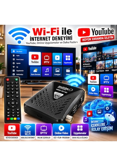 Tüplü Tv Uyumlu Multibox Mbs-55 Hd Full Hd Mini Uydu Alıcısı Dahili Wifi Youtube 5000 Kanal Bluetoot