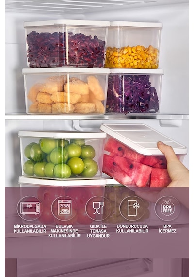 Selka Home 4 Adet Derin 1 Lt. Nora Organizer Buzdolabı Buzluk Düzenleyici Saklama Kabı