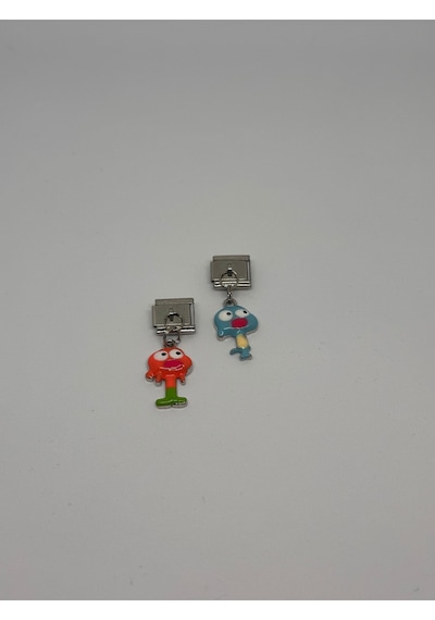 Gumball Ve Darwin İtalyan Bileklik Charmı Seti 2 Adet Çok Renkli