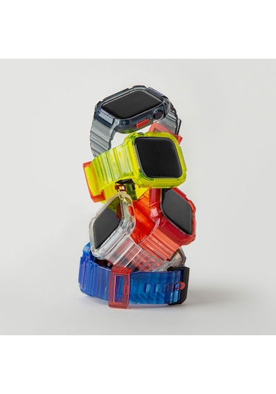 Watch 7 45mm Kordon Skinarma Saido Sert Pc Kasa Koruyuculu Silikon Strap Kayış Şeffaf