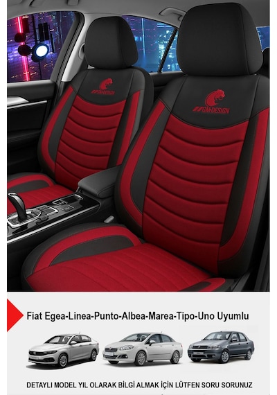 Naz Oto Panther Serisi Keten Kumaş Oto Koltuk Kılıfı Fiat Egea-linea-punto-albea-marea-tipo-uno Uyumlu Bordo