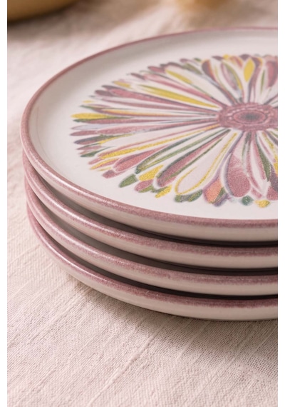 Serene Flower Nordic 4'lü Pasta & Sunum Tabağı 22 Cm Çok Renkli