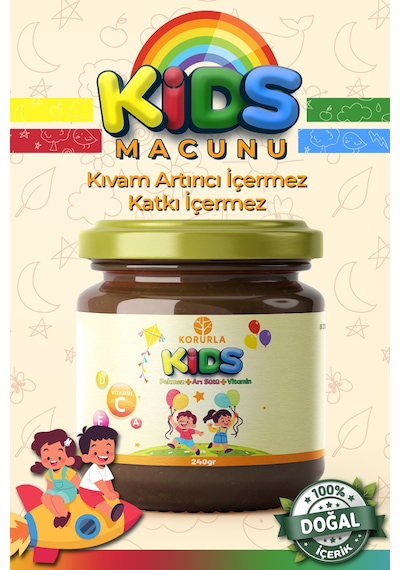 Kids Çocuk Macunu Arı Sütü Polen Propolis Pekmez Karışımı Vitaminli 240gr