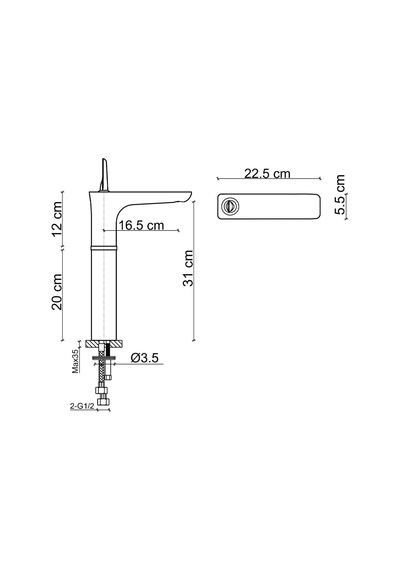 Fk-5121 Yüksek Lavabo Bataryası Mat Krom Krom - Mat