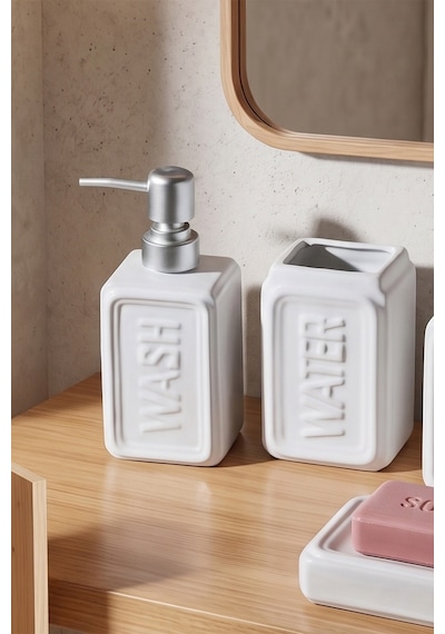 Perotti 13891-2 Well Stoneware 4 Parça Banyo Seti Beyaz