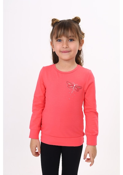 Toontoy Kids Toontoy Kız Çocuk Yusufcuk Nakışlı Tişört Nar Çiçeği