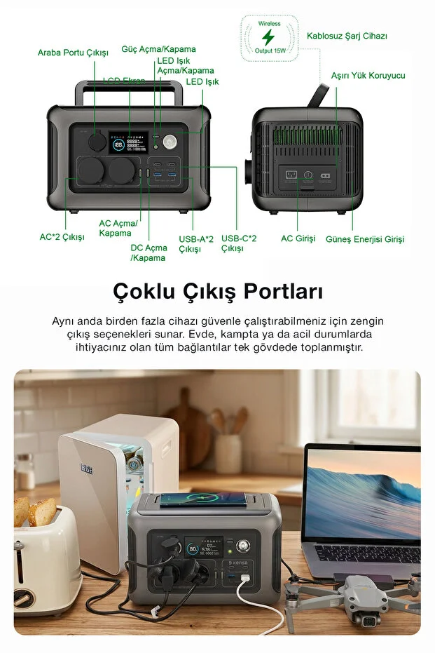 1200w Taşınabilir Güç Istasyonu Ve Güç Kaynağı