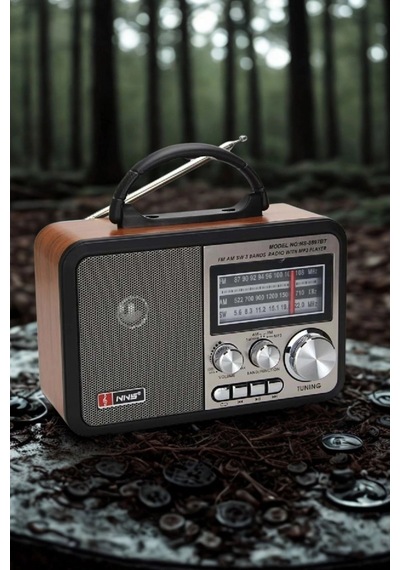 Durukar Orta Boy Retro, Nostaljik, Ahşap Tasarım Bluetooth Hoparlörlü, Şarjlı, Taşınabilir Fm/am De