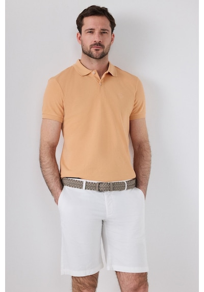 D's Damat Ds Damat Regular Fit Kayısı Pike Dokulu %100 Pamuk Kıvrılmaz Polo Yaka Nakışlı T-shirt 4HC14ORT51000 Sarı