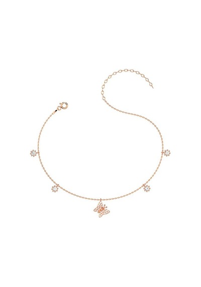 İndigo Takı Minik Kelebek Rose Gümüş Halhal Çok Renkli