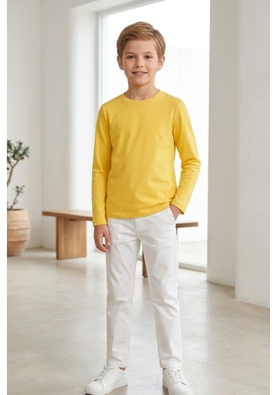 Kiagu Erkek Çocuk Uzun Kollu Basic Düz Tişört %100 Pamuk Bisiklet Yaka T-shirt 2-13 Yaş Sarı Kiagu Erkek Çocuk Uzun Kollu Basic Düz Tişört %100 Pamuk Bisiklet Yaka T-shirt 2-13 Yaş Sarı