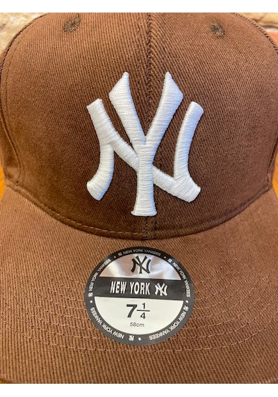 Hamze Ny New York Nakış Hip-hop Snapback Rapper Basket Beyzbol Şapka Cap Kahverengi - Beyaz