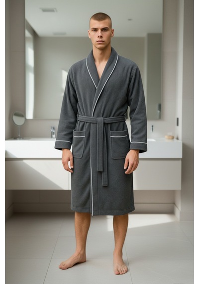 % 100 Pamuklu Laodikeia Kimono Bornoz Unisex Kadın Erkek Gri