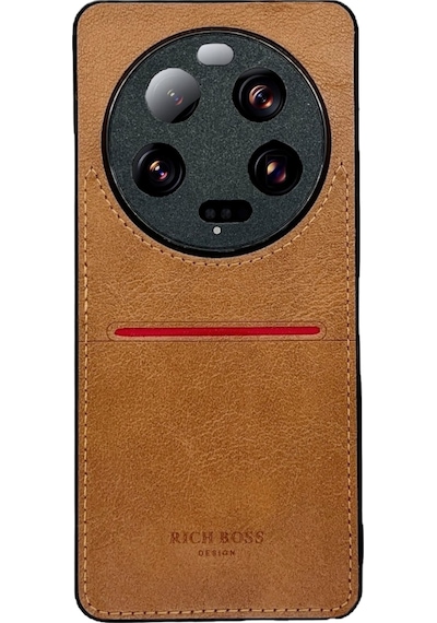 Xiaomi Mi 13 Ultra Kartlıklı Rich Boss Lüx Deri Kılıf Açık Kahve