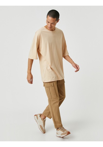 Koton Basic Oversize Tişört Bisiklet Yaka Kısa Kollu Bej 3sam10059hk Ekru Koton Basic Oversize Tişört Bisiklet Yaka Kısa Kollu Bej 3sam10059hk Ekru