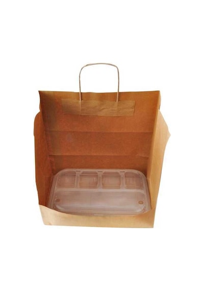 Burgu Saplı Kraft Kağıt Çanta 31X20X33 Cm - 25 Adet