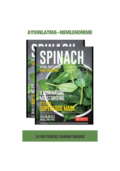 Dermal It's Real Super Gıda Maskesi Ispanak 25Gr 2'Li Set