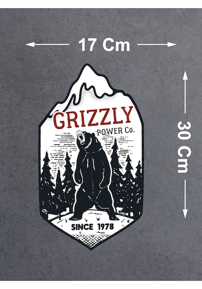 Boz Ayı Grizzly Sticker - Off Road 4x4 Adventure Kamp Dağ Orman Sticker - Araba Oto Motosiklet Karavan Sticker - 00047 30x17 Cm