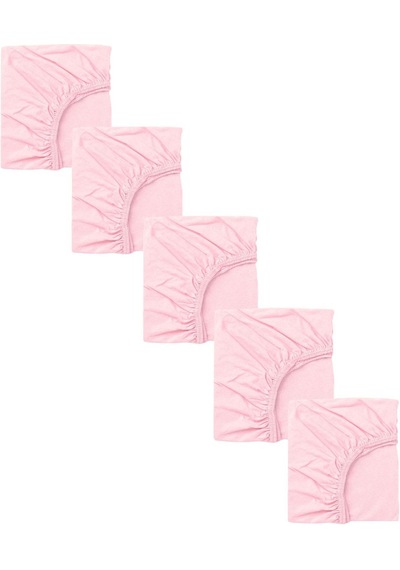 5 Adet Pamuklu Ve Lastikli 60 X 120 + 15 Cm Penye Bebek Çarşaf-pembe