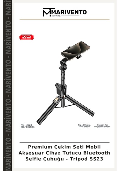 Premium Çekim Seti Mobil Aksesuar Cihaz Tutucu Bluetooth Selfie Çubuğu - Tripod Ss23
