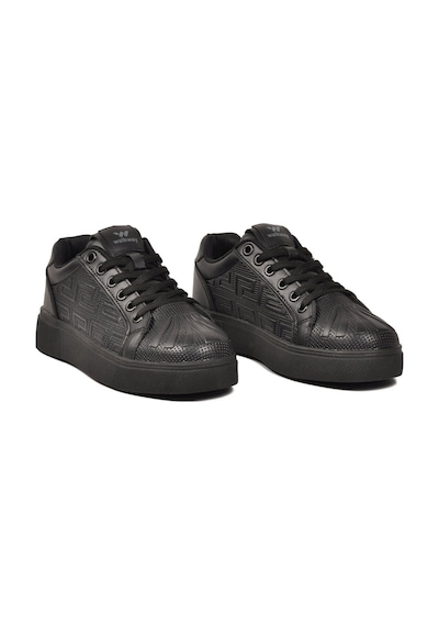 Walkway Siyah Bağcıklı Kalın Tabanlı Rahat Şık Unisex Casual Yürüyüş Ve Spor Ayakkabı Sneaker 26201 G