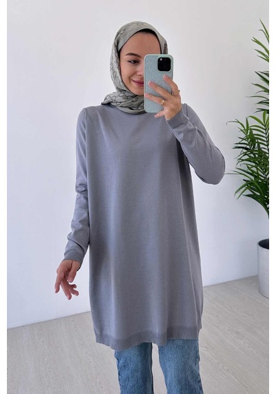 Kahijab Basic Merserize Tunik - Gri Gri