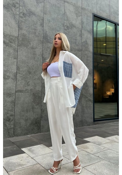 Fashion Cocktail Arkası At İşlemeli Kabartma Ekose Tüvit Düğmeli Cepli Asimetrik Ofis Yama İşi Tasarım Gömlek Mavi Fashion Cocktail Arkası At İşlemeli Kabartma Ekose Tüvit Düğmeli Cepli Asimetrik Ofis Yama İşi Tasarım Gömlek Mavi