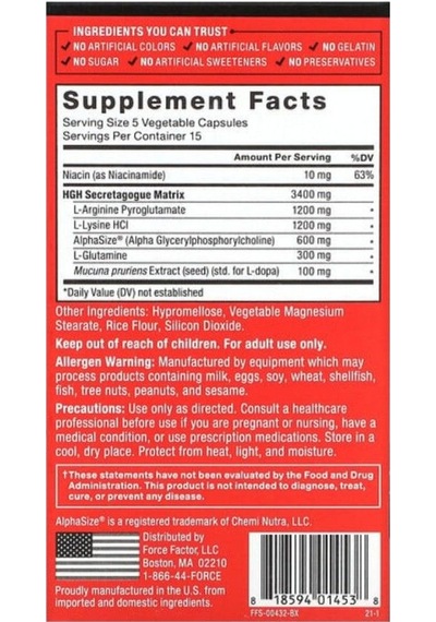 Force Factor, Prime Hgh Secretion Activator, 75 Capsules
