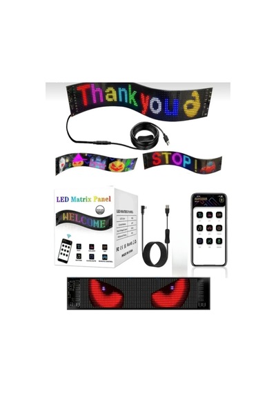 Matrix Led Panel Dijital Ekran Yazı Ve Animasyon Eklenebilen Telefon Kontrollü Yapışkanlı S16128 Led