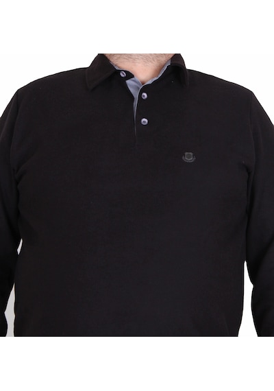 Moc Grande Mocgrande Erkek Büyük Beden Polo Yaka Sweat Orjinal 24409 Sıyah Siyah
