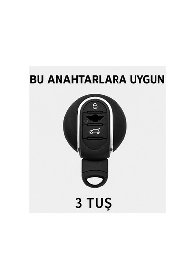 Mini Cooper F55 F56 F57 R56 R57 F60 Siyah Silver Anahtar Kılıfı Şık Silikon Koruma