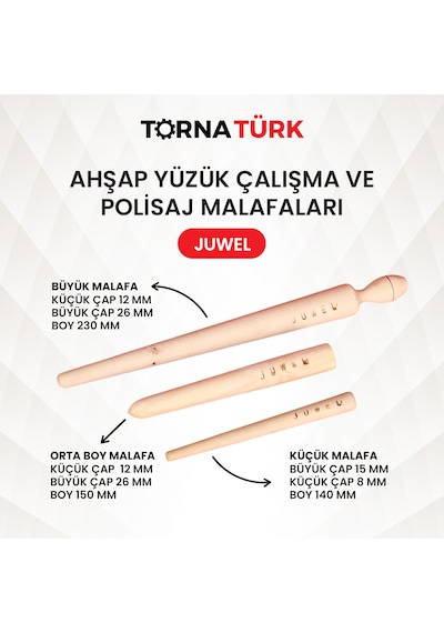 Ahşap Malafa Ahşap Yüzük Çalışma Ve Polisaj Malafaları Şekillendirme Aparatı Metalik Orta Boy Gümüş